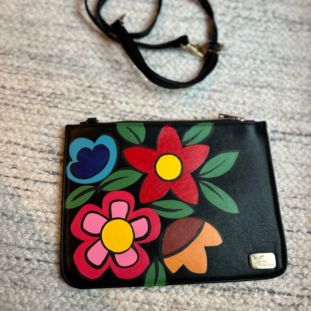 Rosa Mexicano Hand-Painted Women’s Crossbody or Covertible Clutch - Picture 12 of 12